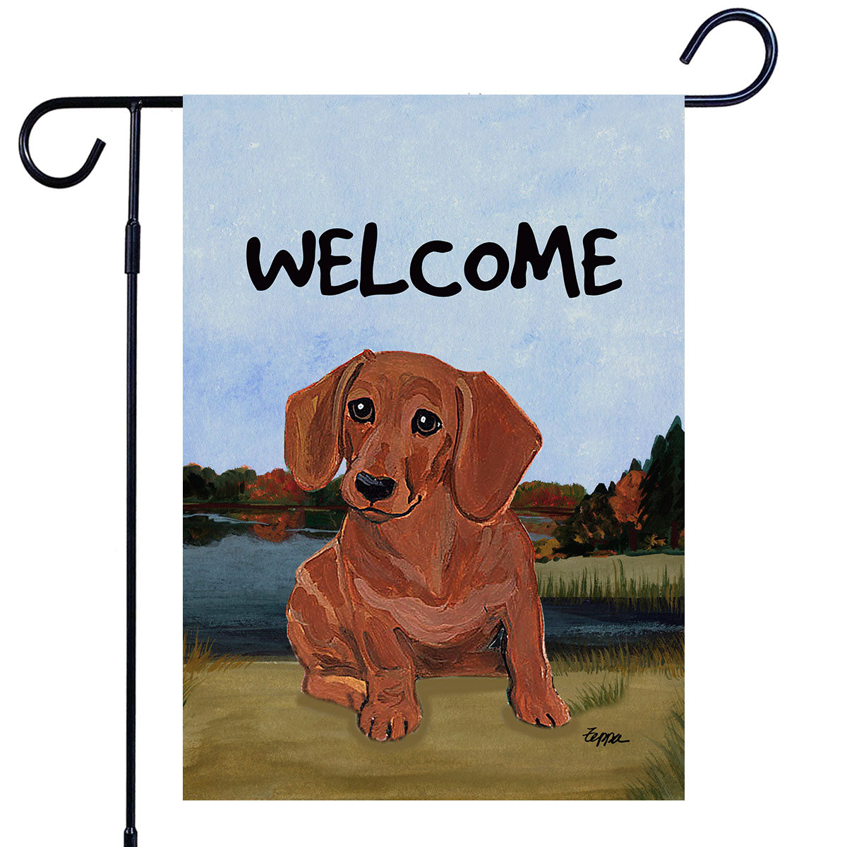 Dachshund Scenic Garden Flag