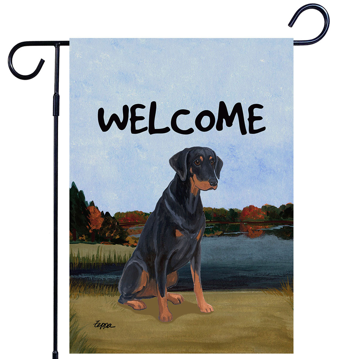 Doberman Pinscher Scenic Garden Flag