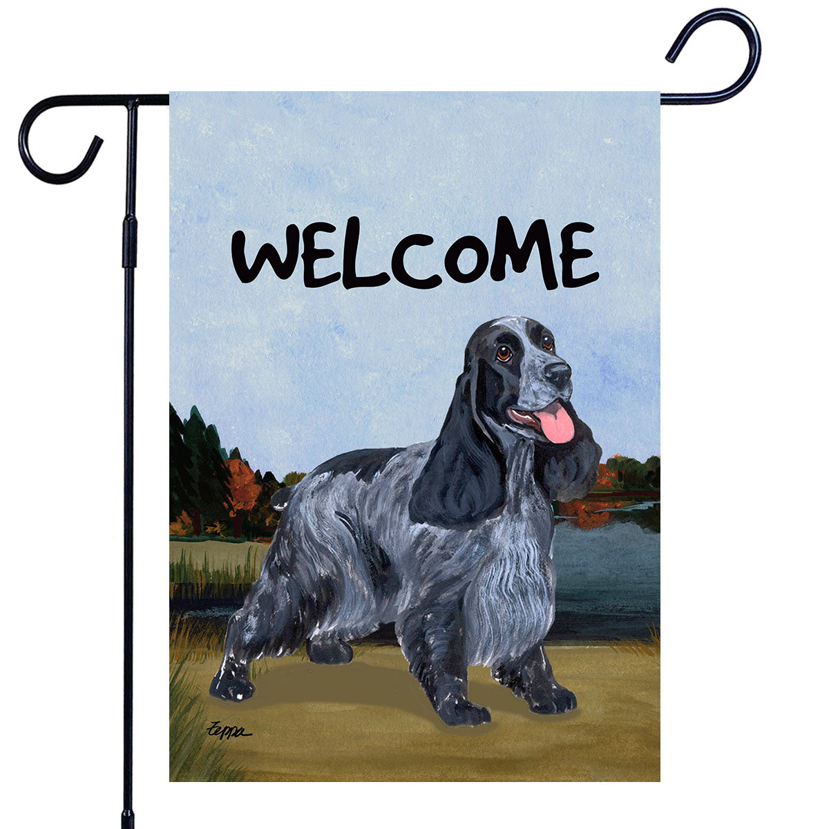 English Cocker Spaniel Scenic Garden Flag