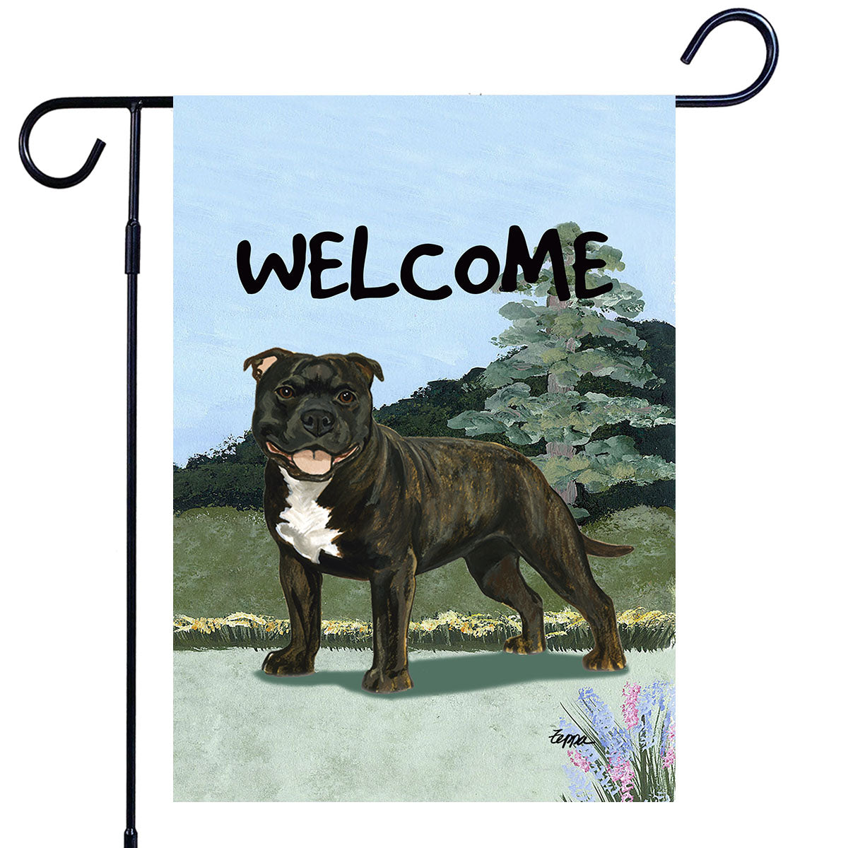 English Staffordshire Terrier Scenic Garden Flag
