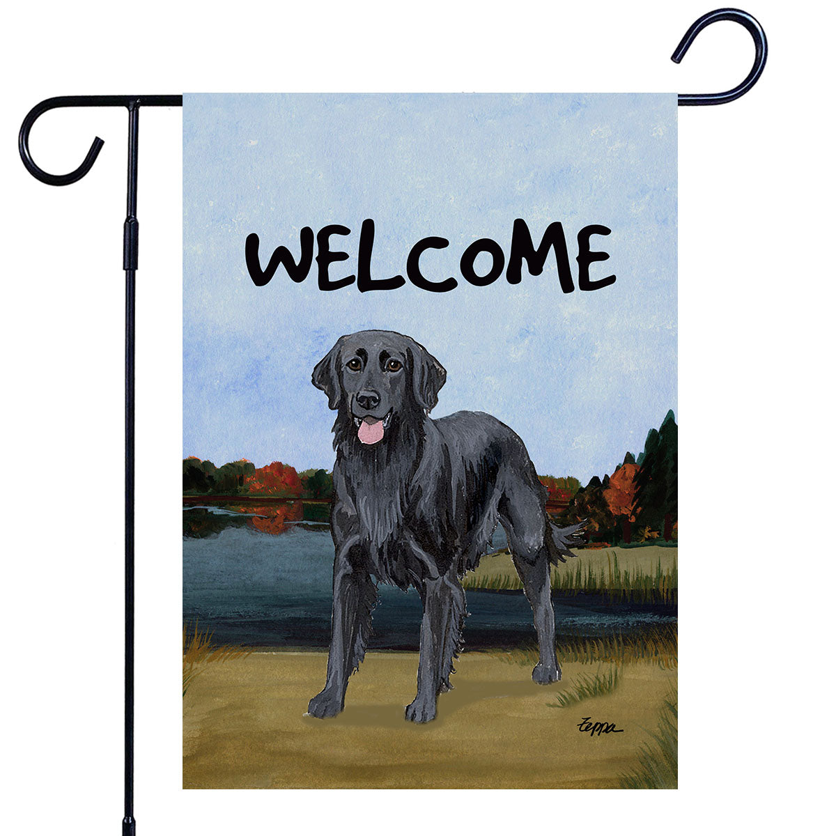 Flat Coated Retriever Scenic Garden Flag