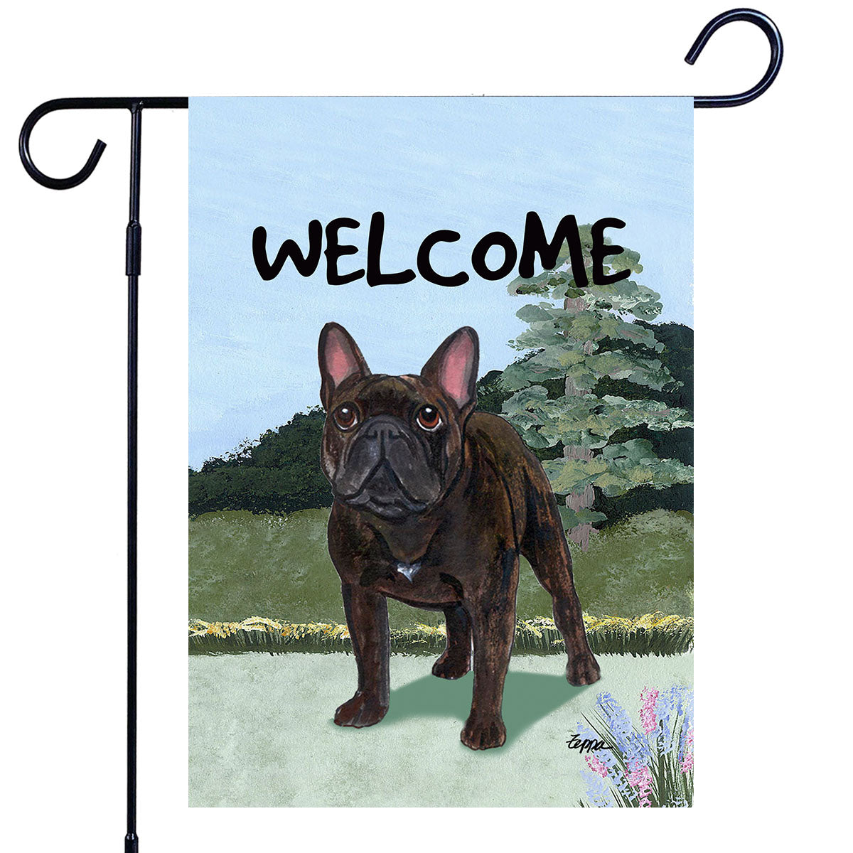 French Bulldog Scenic Garden Flag