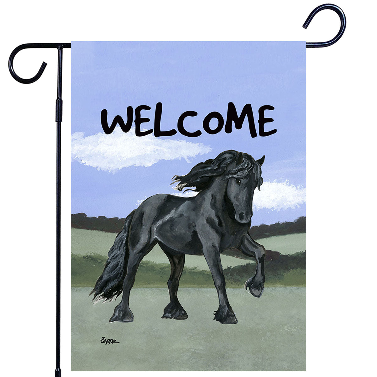 Friesian Horse Scenic Garden Flag