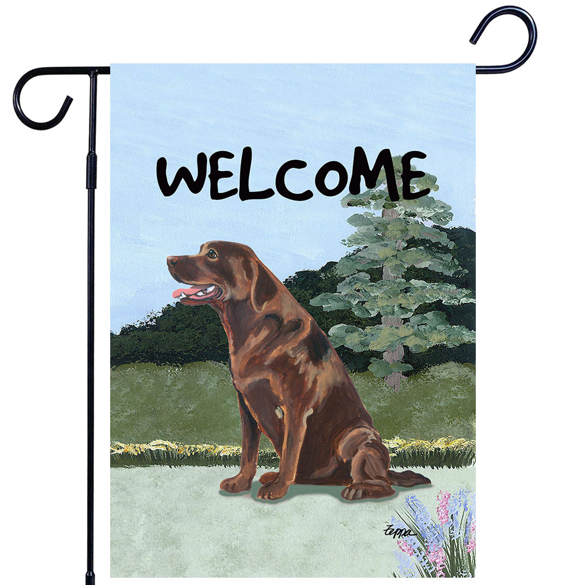 Labrador Retriever, Chocolate Scenic Garden Flag