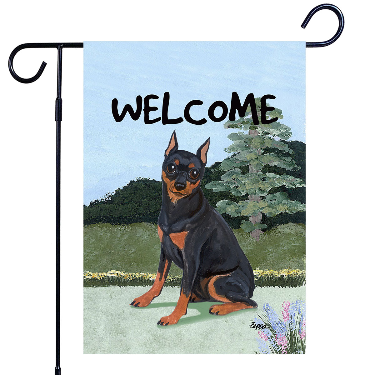 Miniature Pinscher Scenic Garden Flag