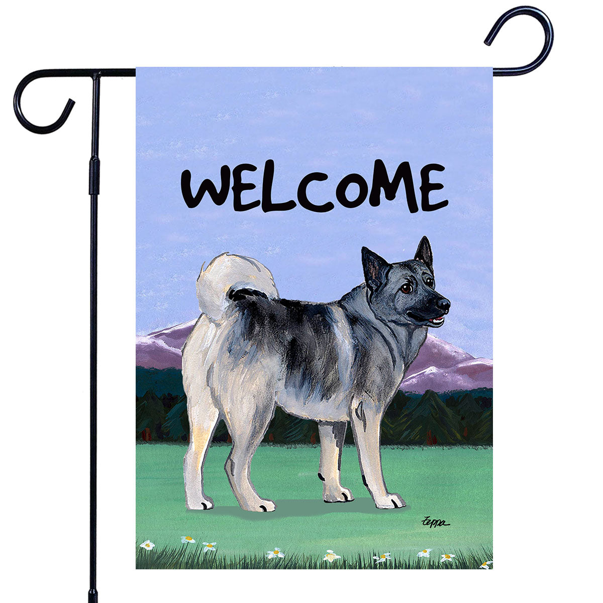Norwegian Elkhound Scenic Garden Flag