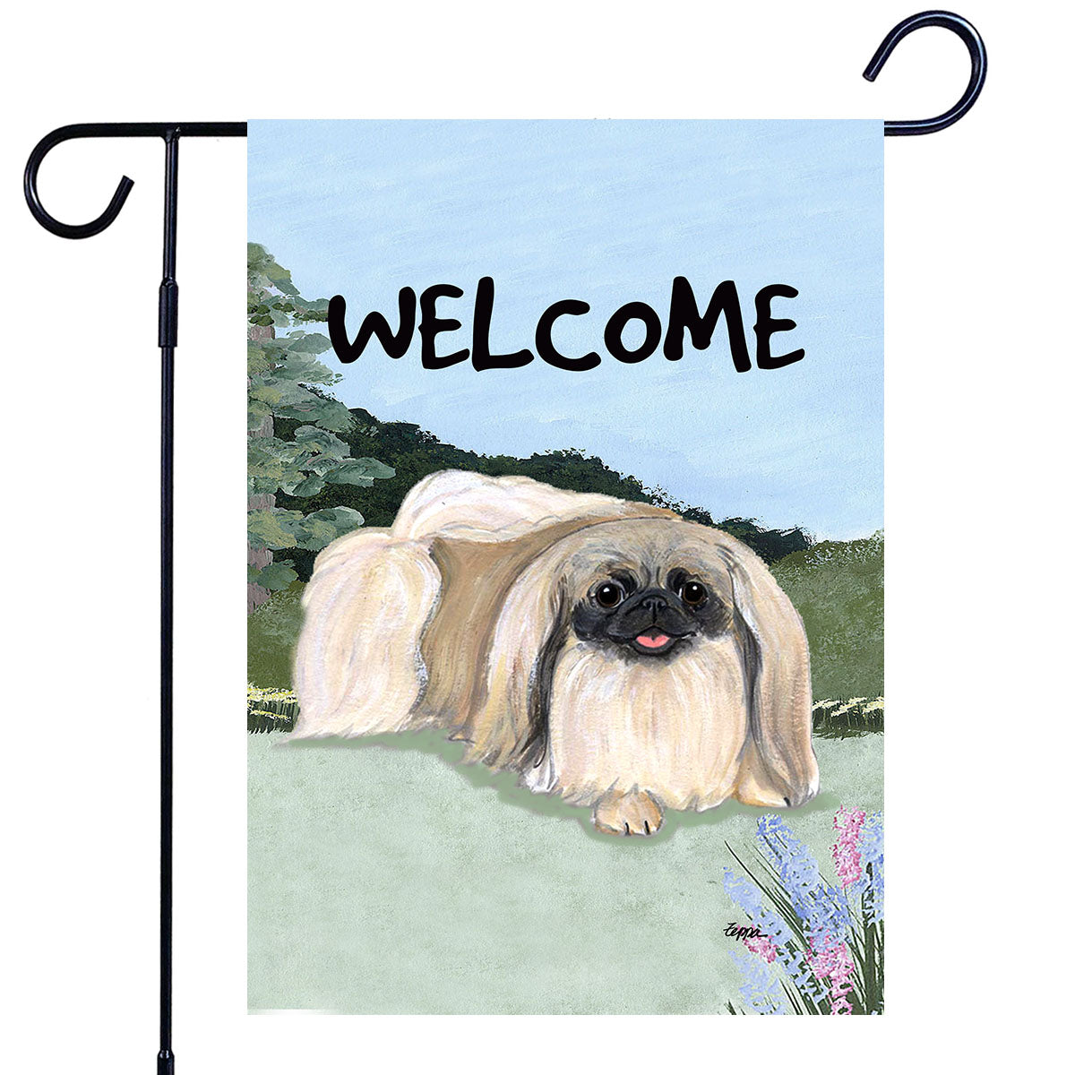 Pekingese Scenic Garden Flag