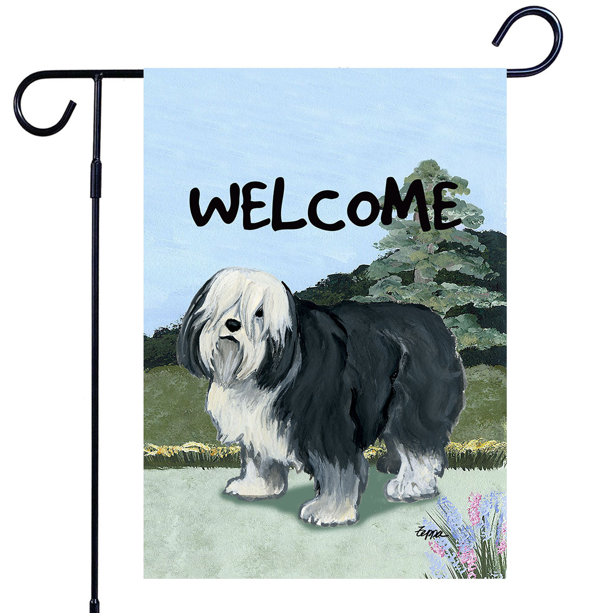 Polish Lowland Sheepdog Scenic Garden Flag