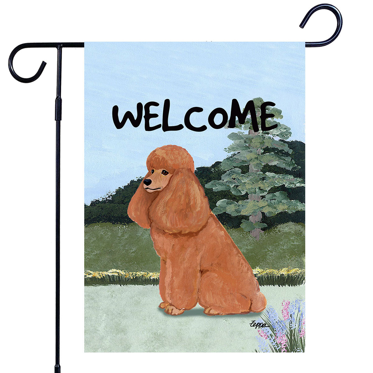 Poodle Scenic Garden Flag