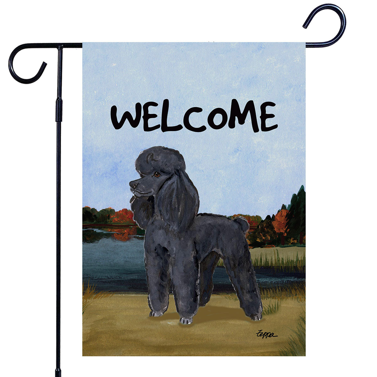 Poodle Scenic Garden Flag