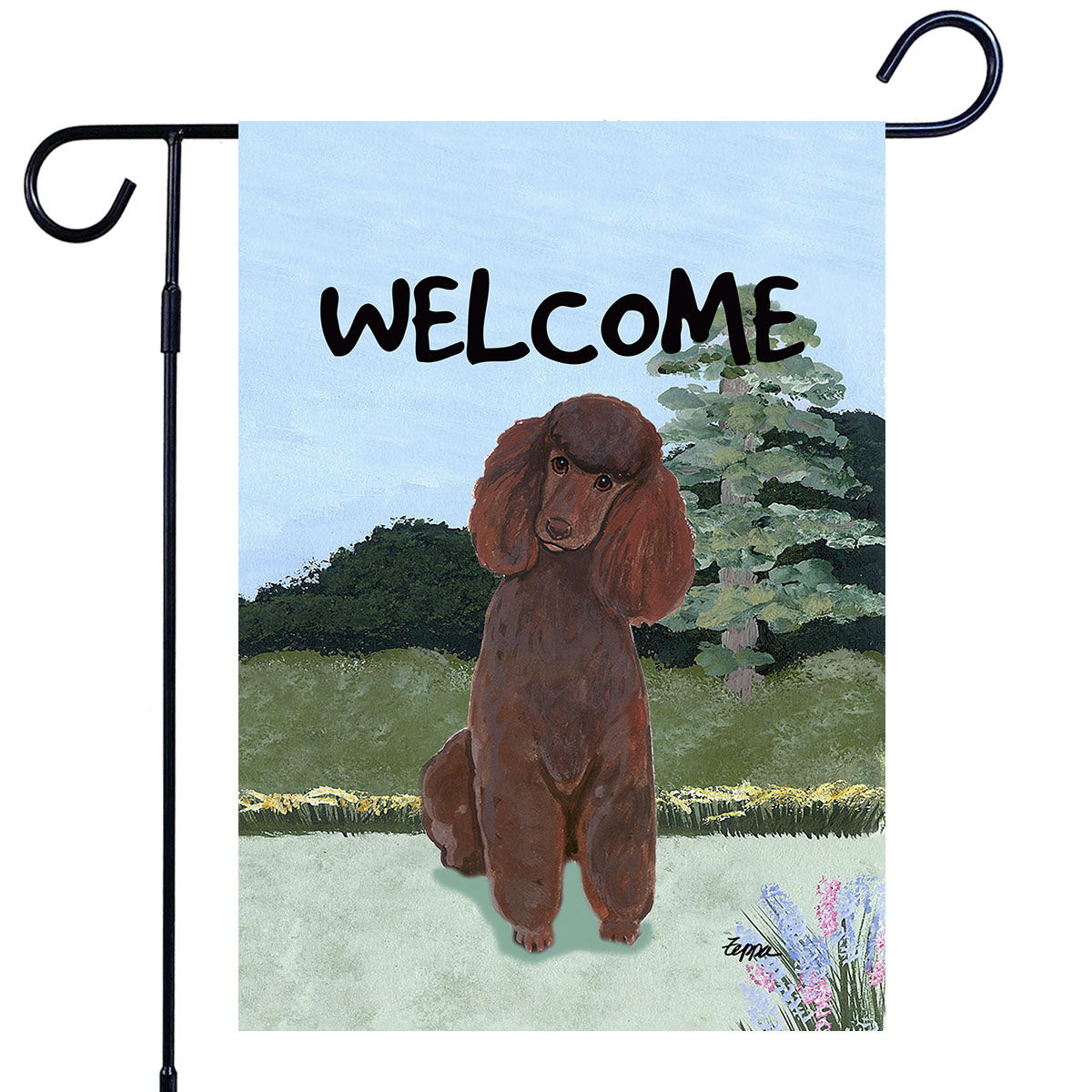 Poodle Scenic Garden Flag