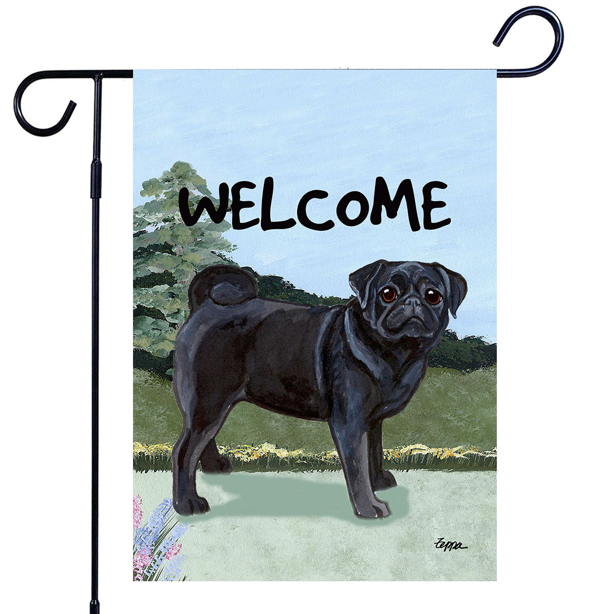 Pug Scenic Garden Flag