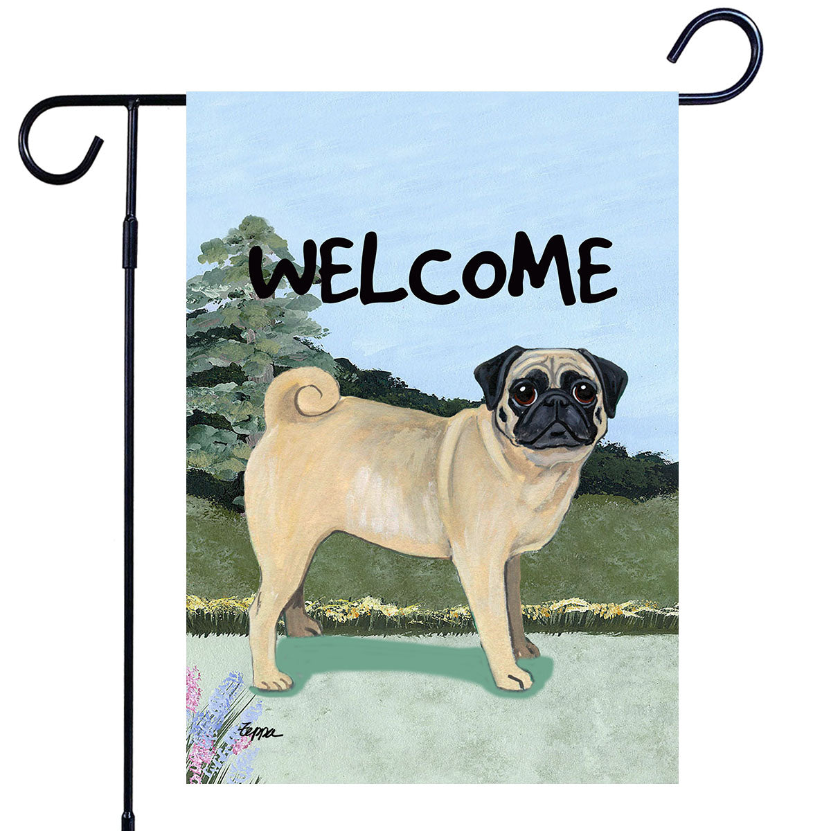 Pug Scenic Garden Flag