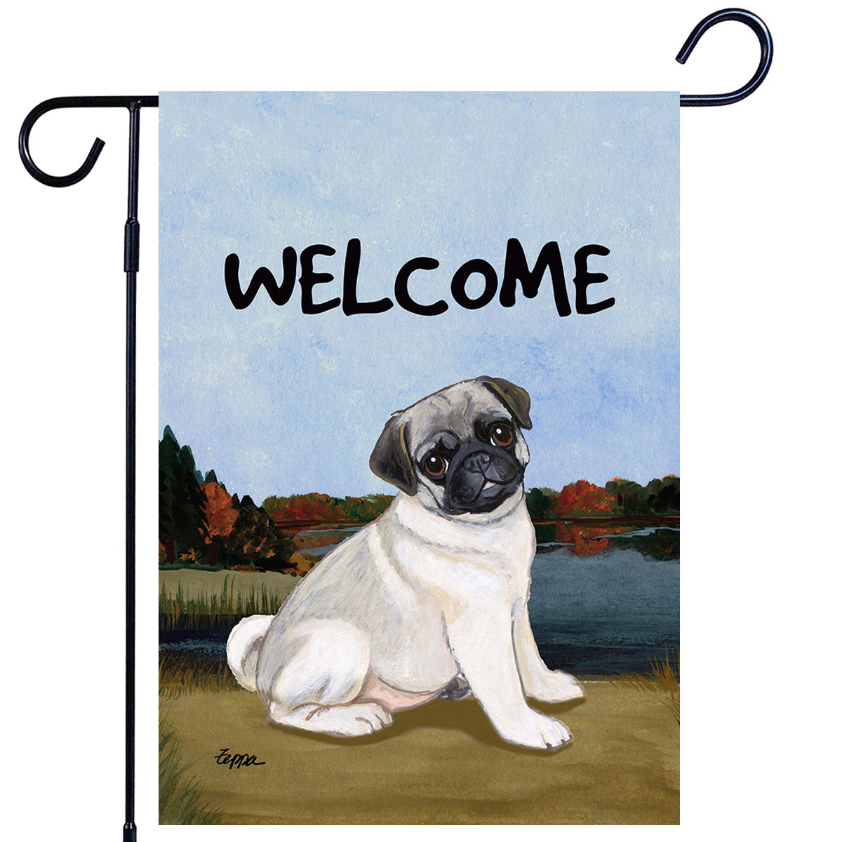 Pug Scenic Garden Flag