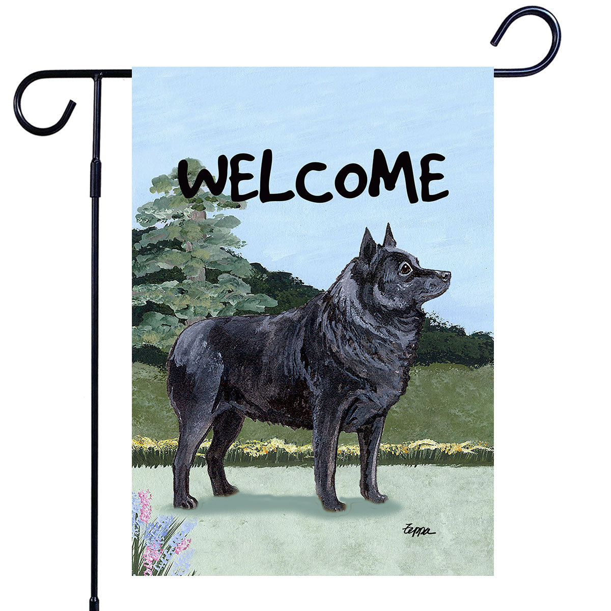 Schipperke Scenic Garden Flag