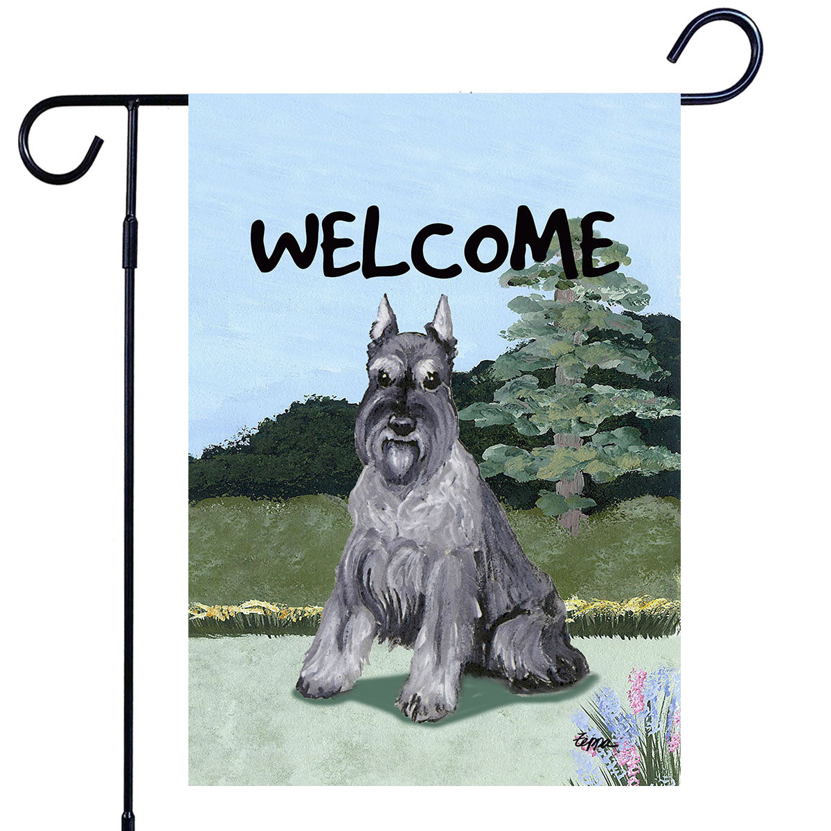 Schnauzer Scenic Garden Flag