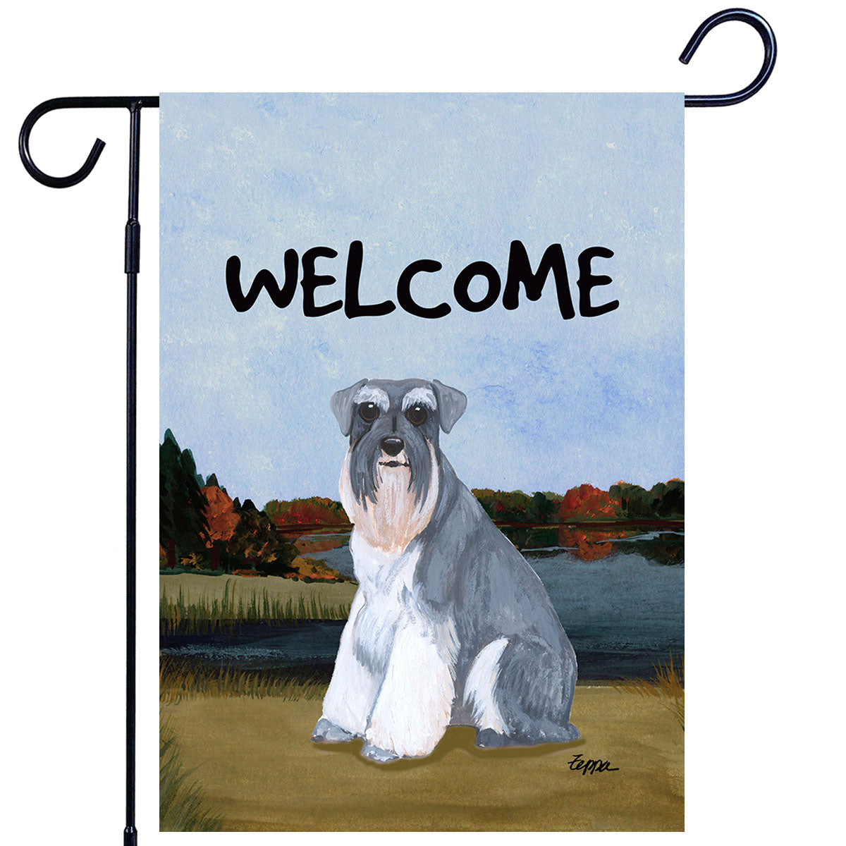 Schnauzer Scenic Garden Flag