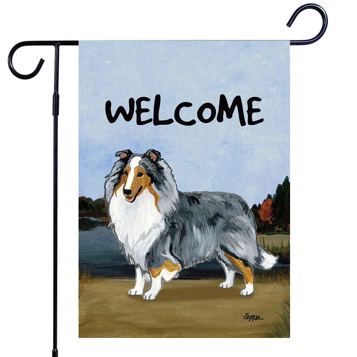 Shetland Sheepdog Scenic Garden Flag