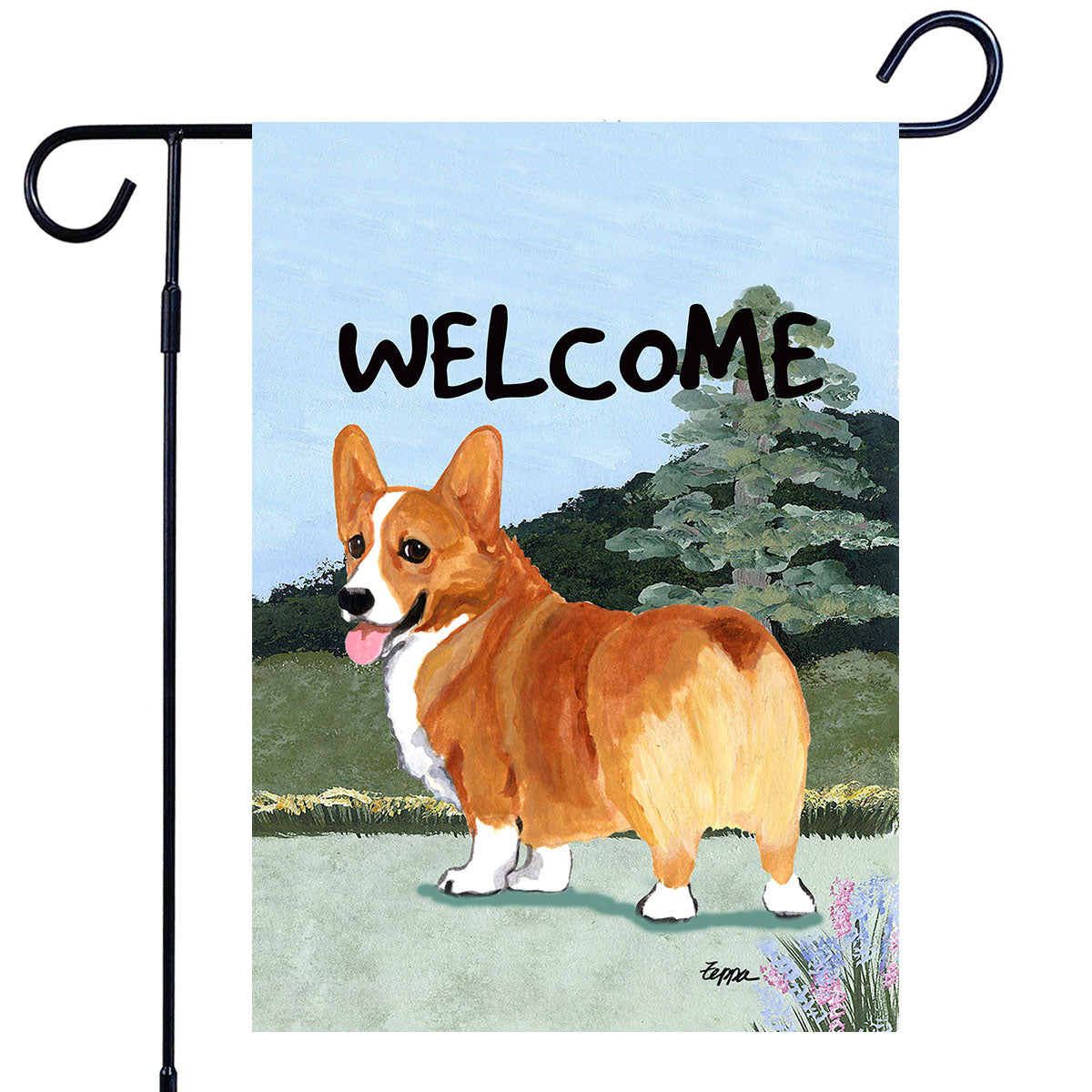 Pembroke Welsh Corgi Scenic Garden Flag