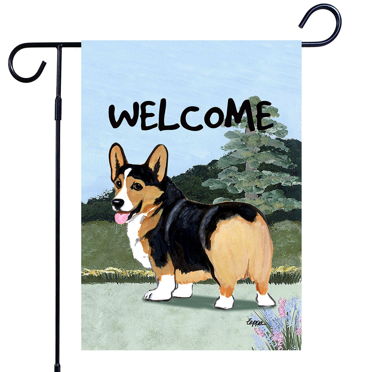 Pembroke Welsh Corgi Scenic Garden Flag