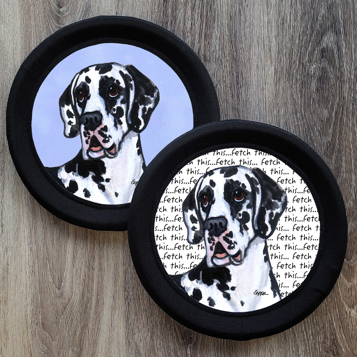 Harlequin Great Dane FotoFrisby Flying Disk Dog Toy