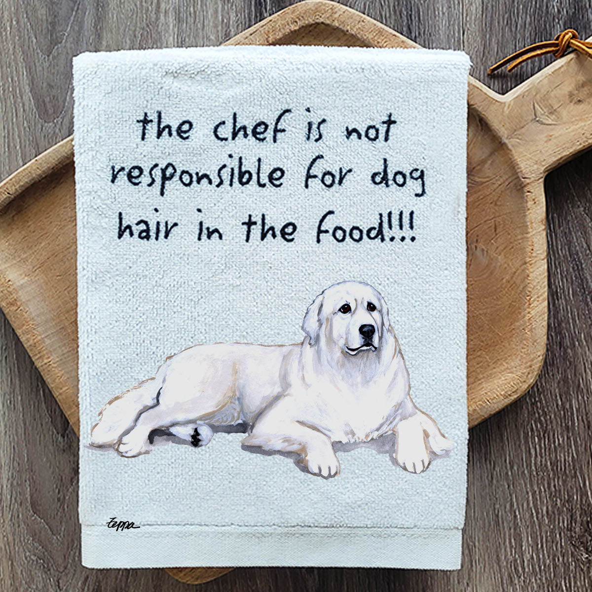 Pawsitively Adorable Great Pyrenees Kitchen Towel