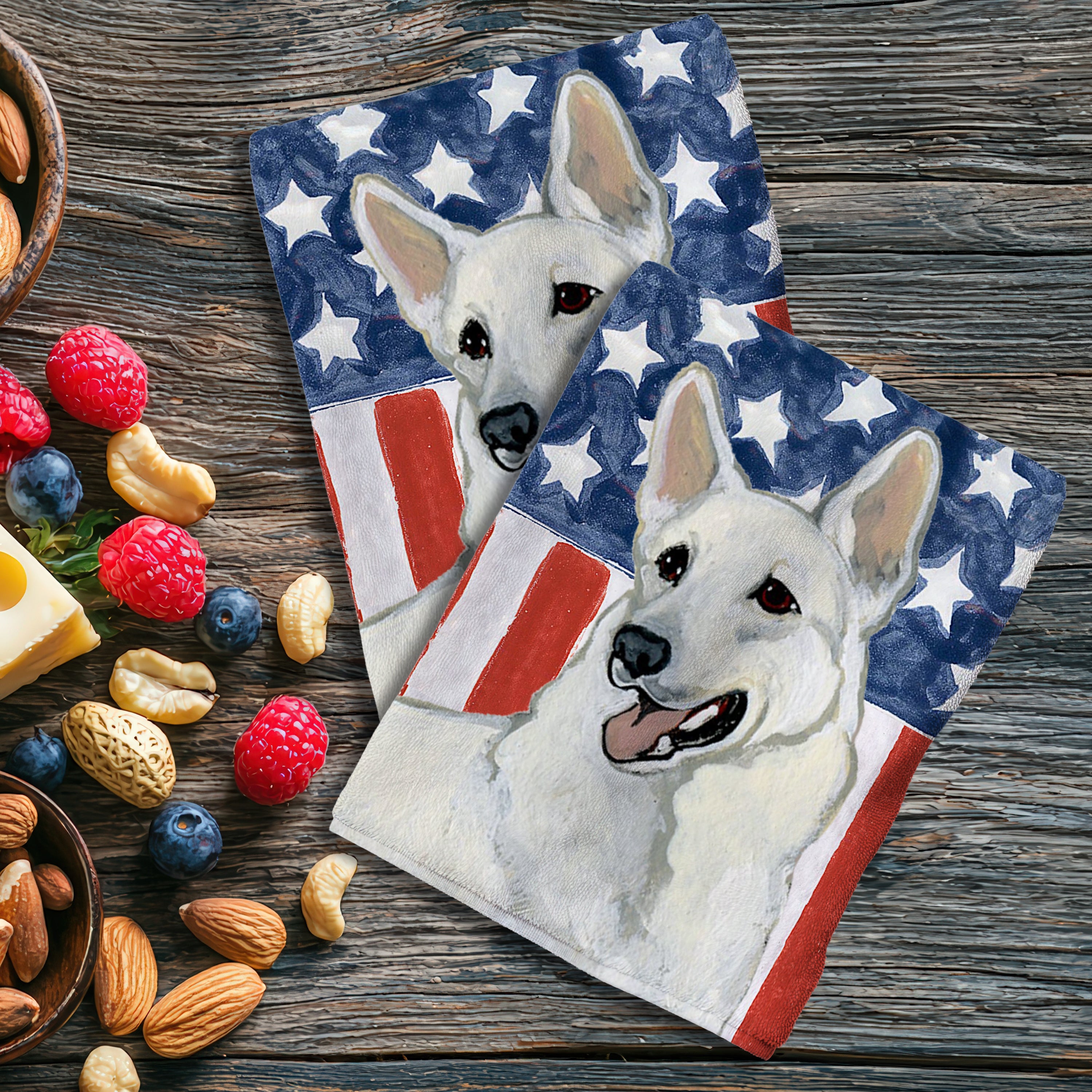 White German Shepherd Americana Towel Set