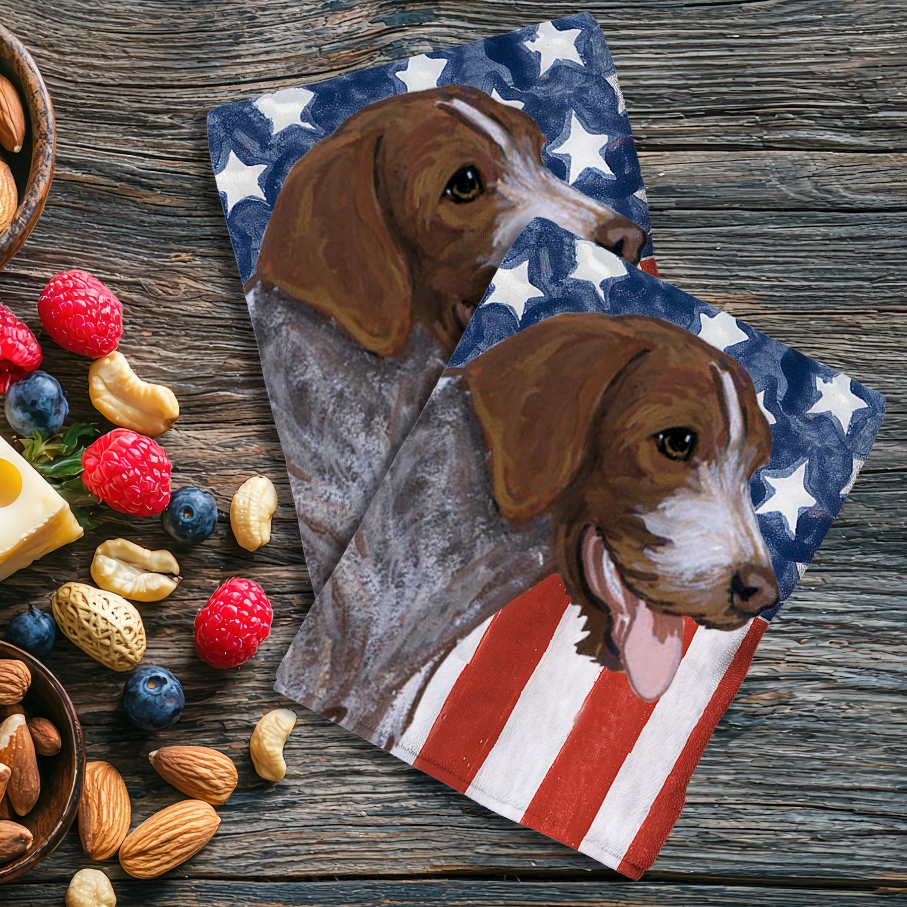 German Wirehaired Pointer Americana Kitchen Towel Set
