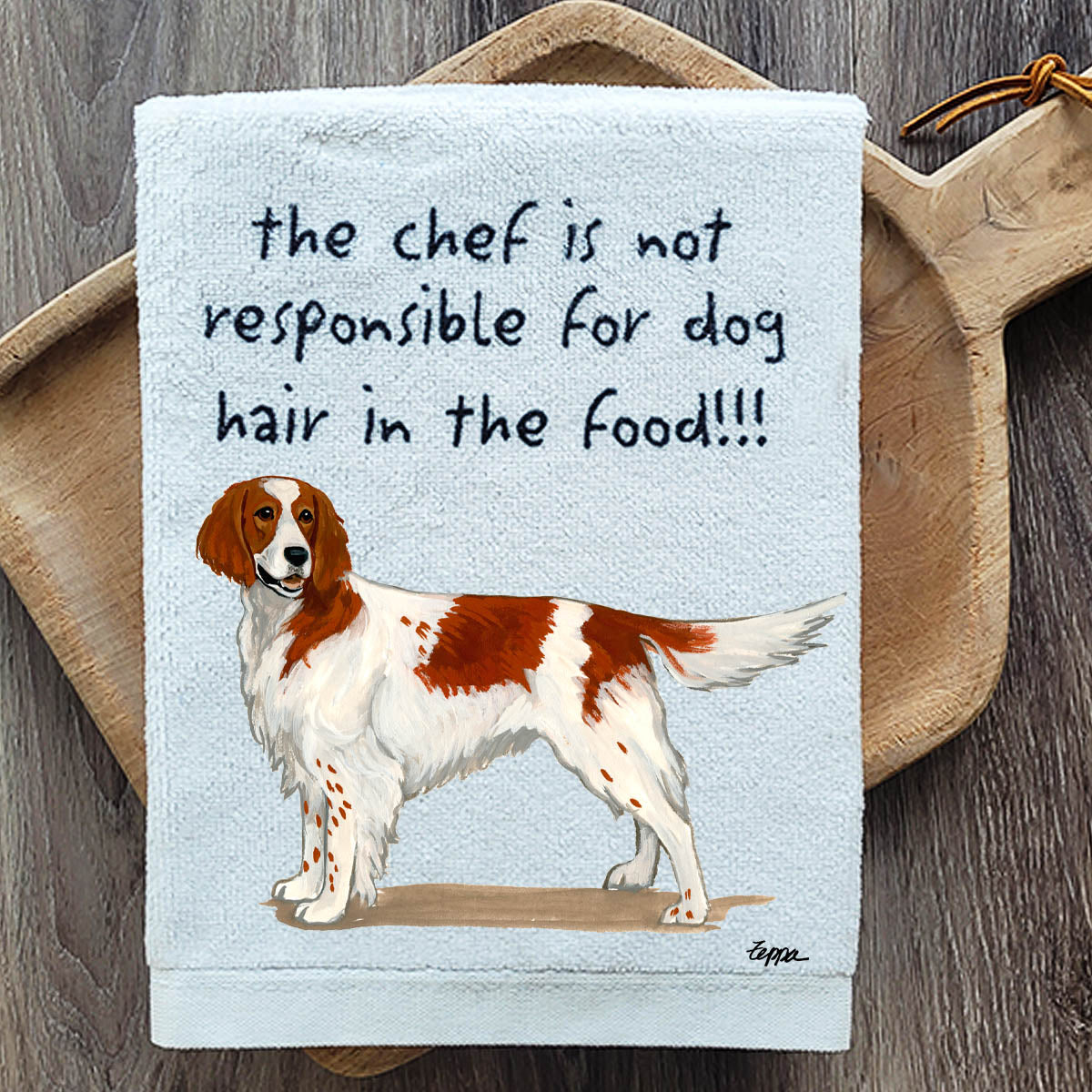 Pawsitively Adorable Red and White Irish Setter Kitchen Towel