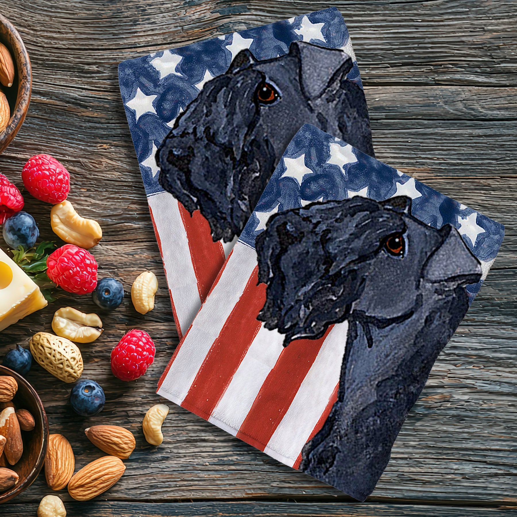 Kerry Blue Terrier Americana Kitchen Towel Set