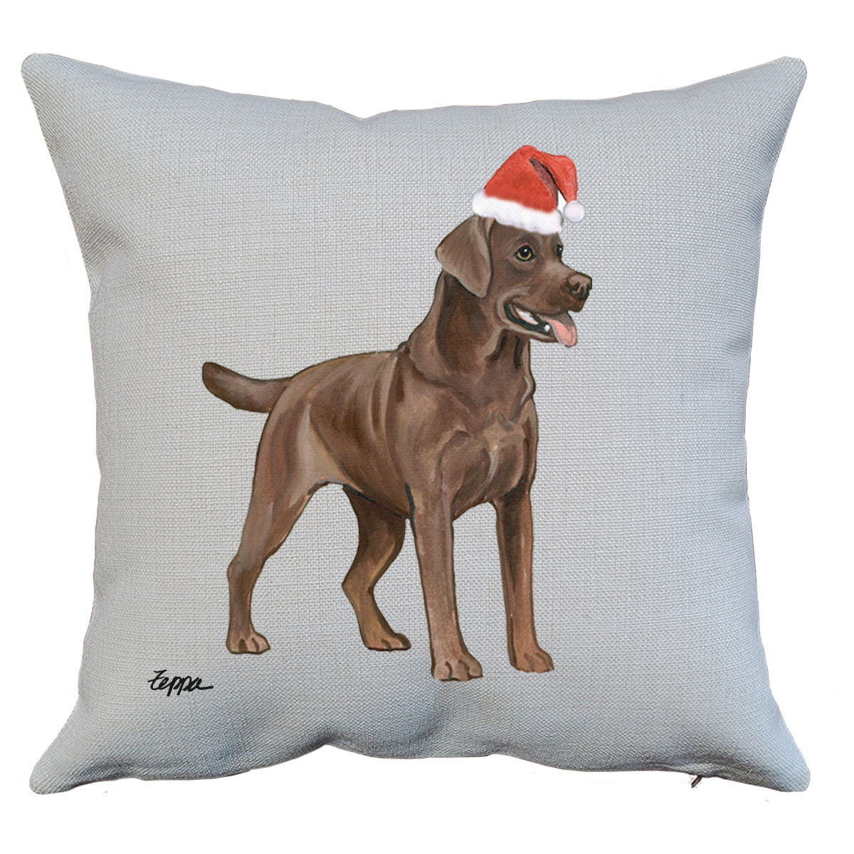 Chocolate Lab Santa Pillow