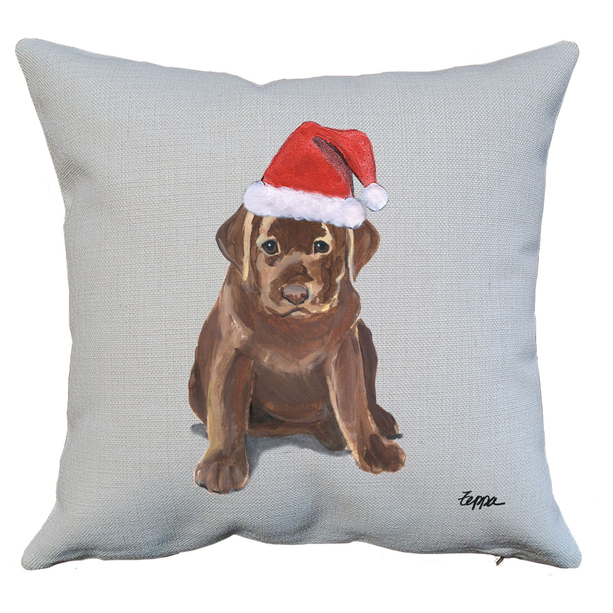 Chocolate Lab Puppy Santa Pillow