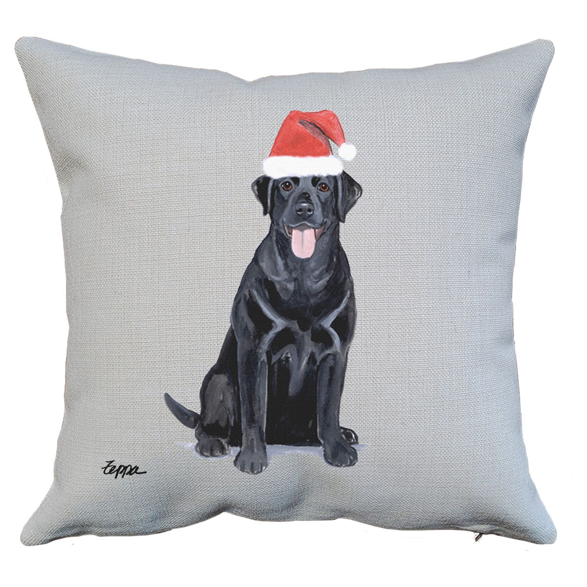 Black Lab Santa Pillow
