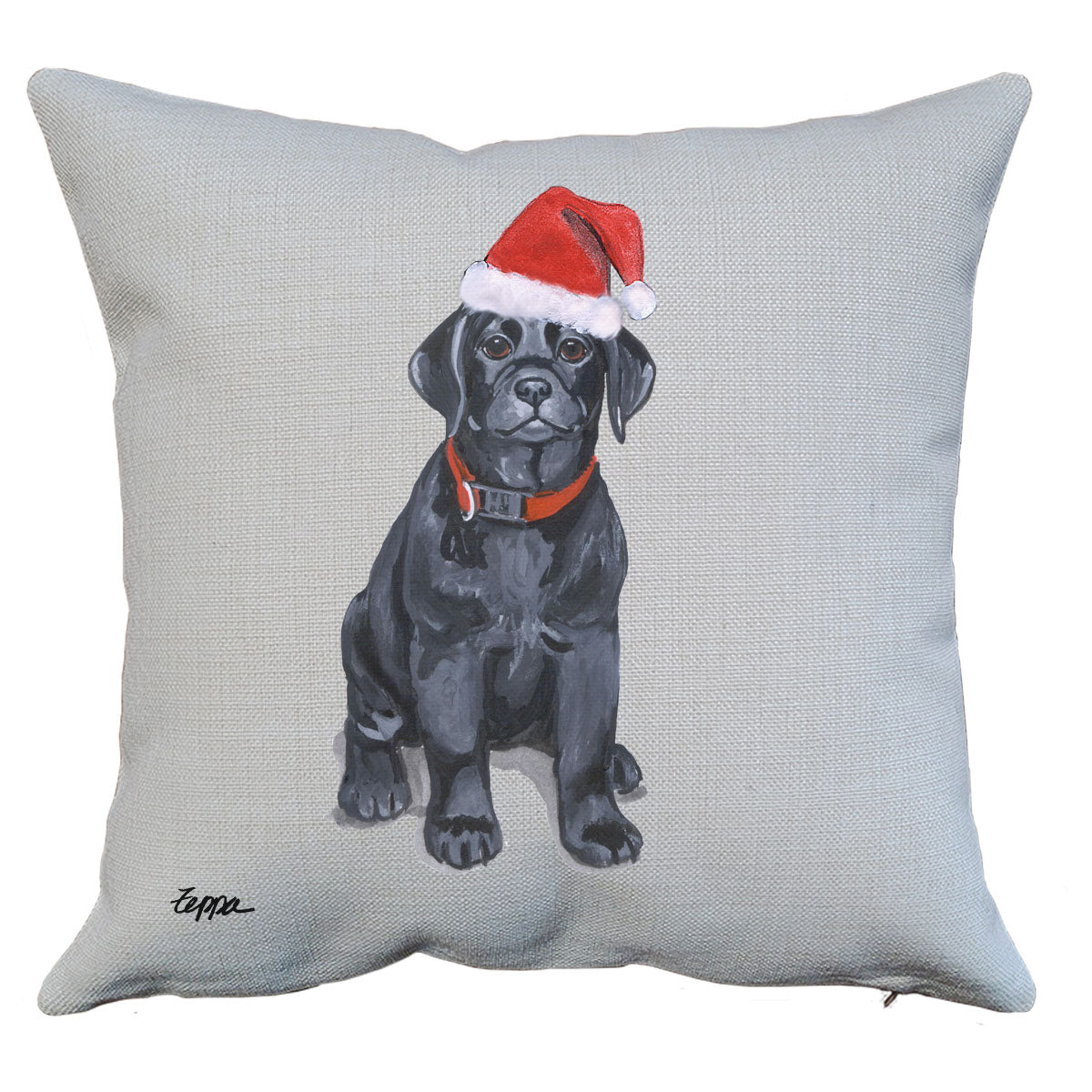 Black Lab Puppy Santa Pillow