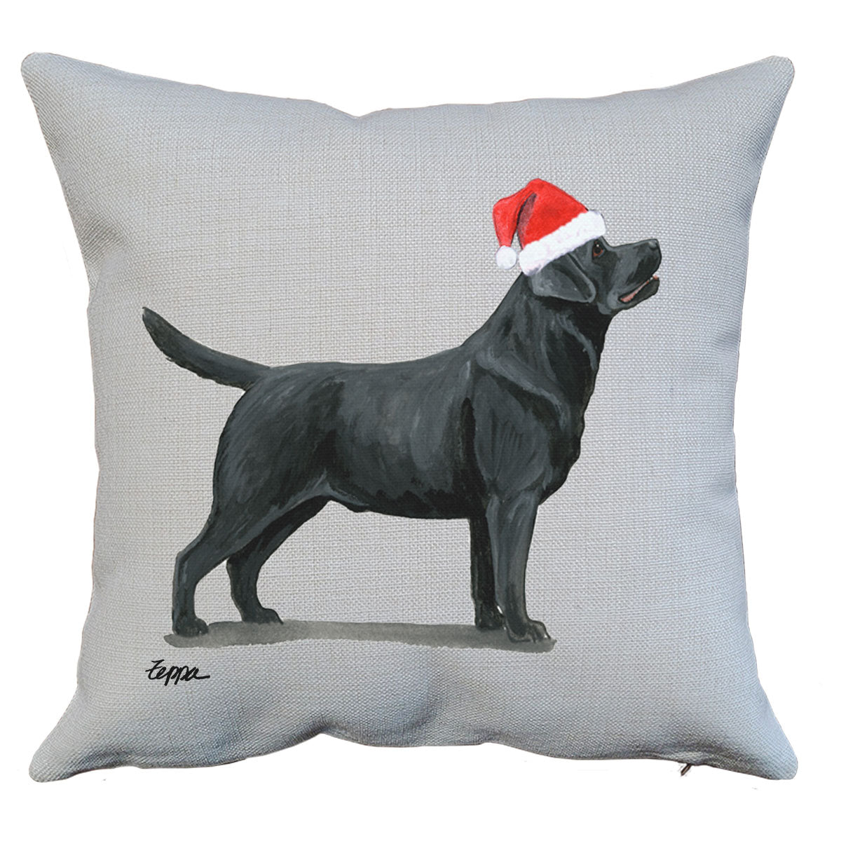 Black Lab Standing Santa Pillow