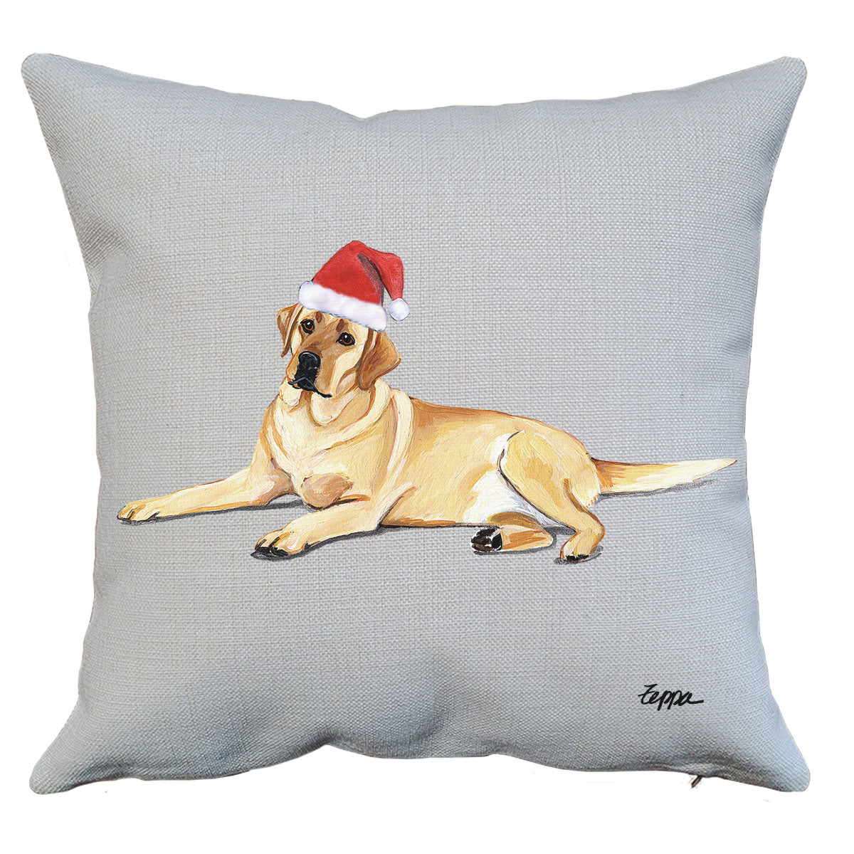 Yellow Lab Lying Santa Pillow