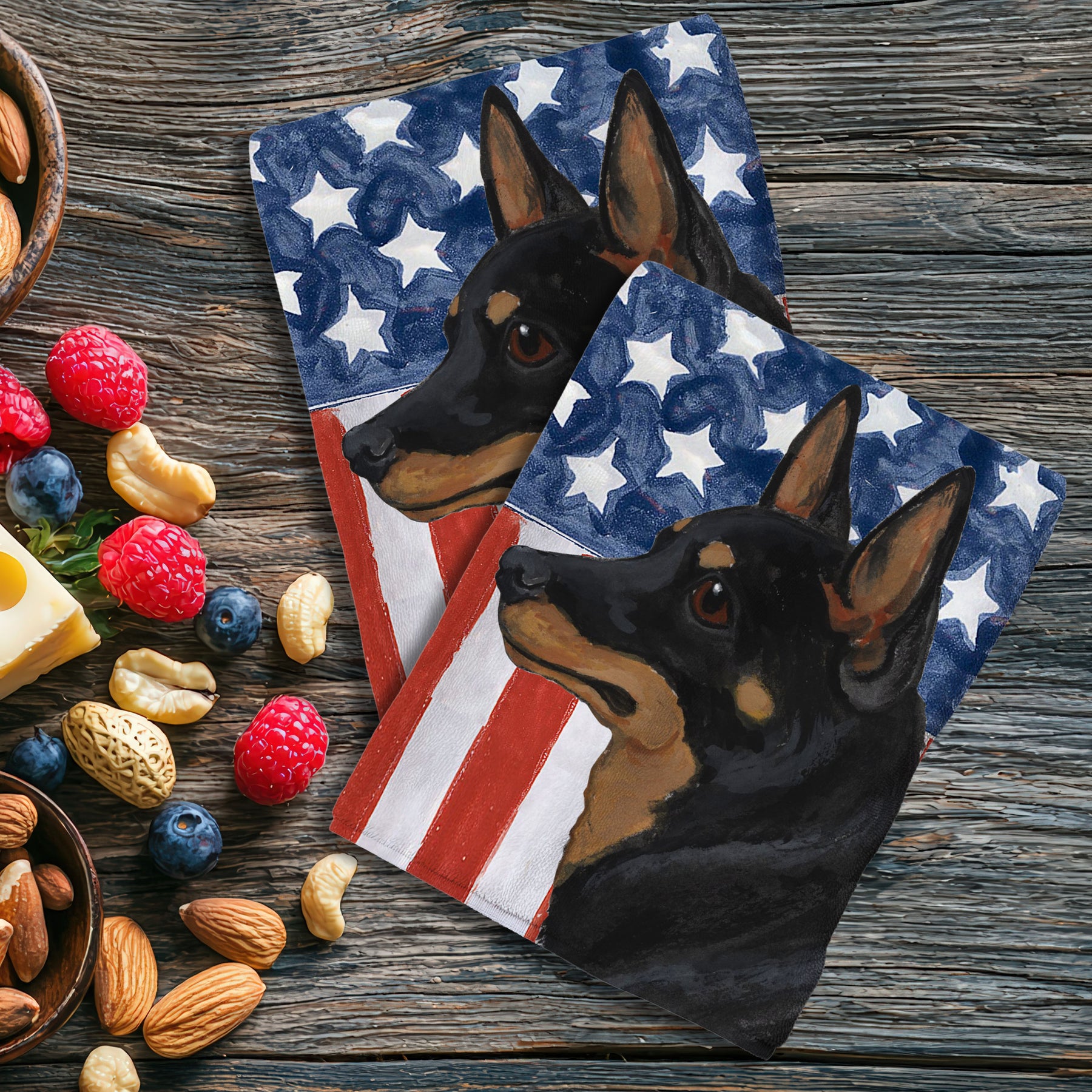 Lancashire Heeler Americana Kitchen Towel Set