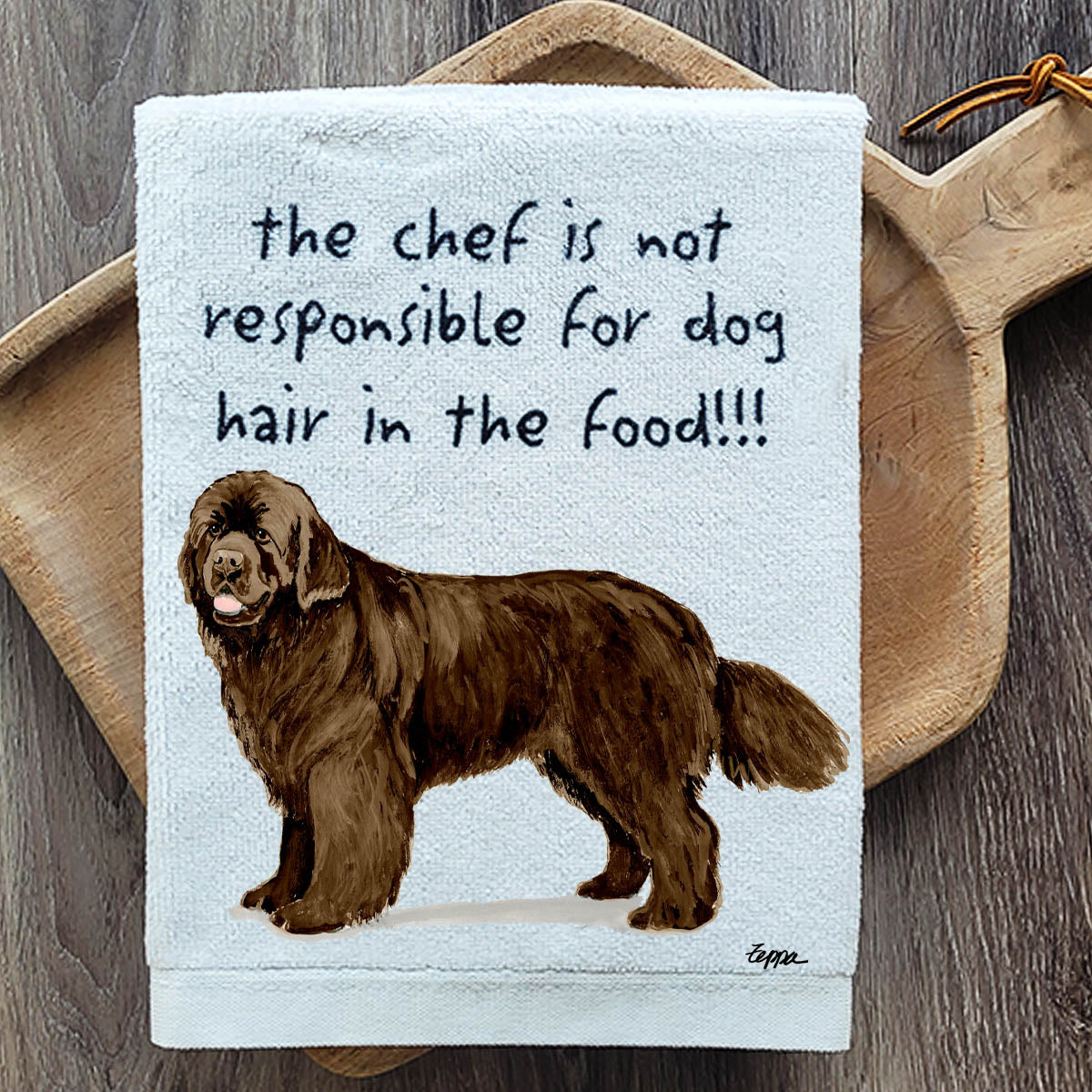 Pawsitively Adorable Chocolate Newfoundland Kitchen Towel