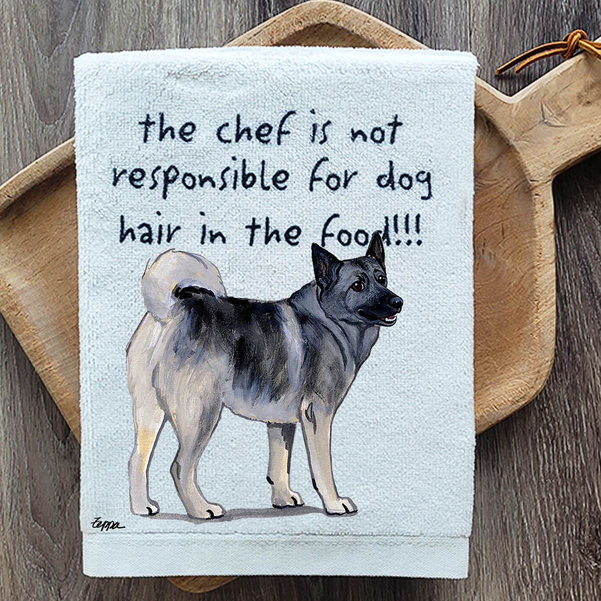Pawsitively Adorable Norwegian Elkhound Kitchen Towel