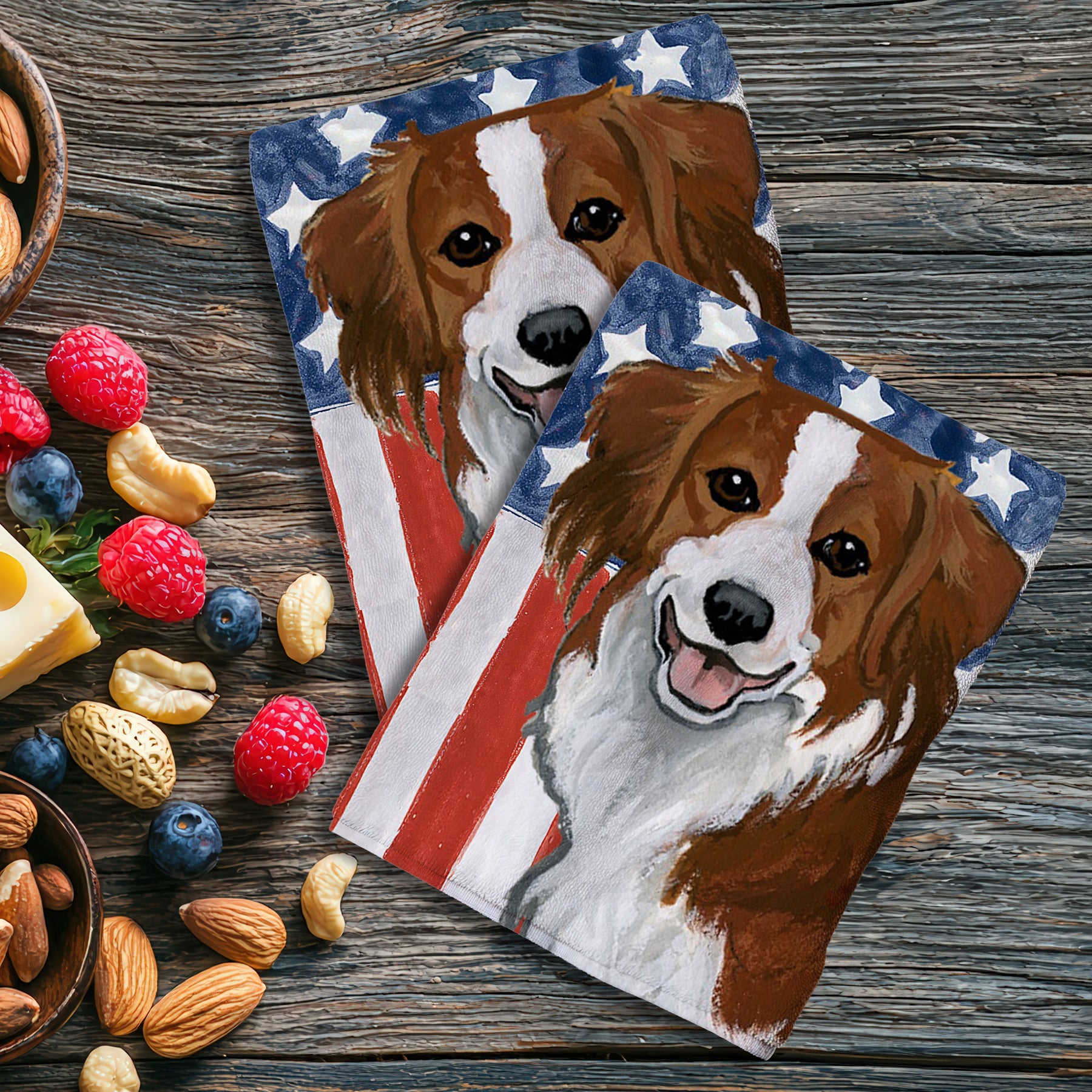 Nederlandes Kooikerhondje Americana Kitchen Towel Set
