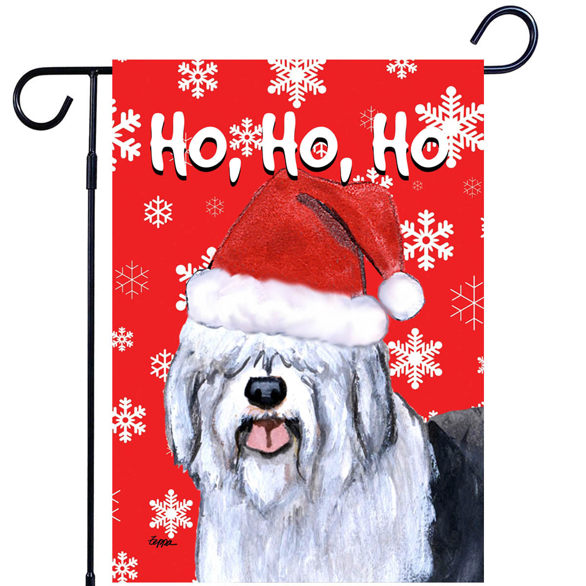 Old English Sheepdog Ho Ho Ho Garden Flag