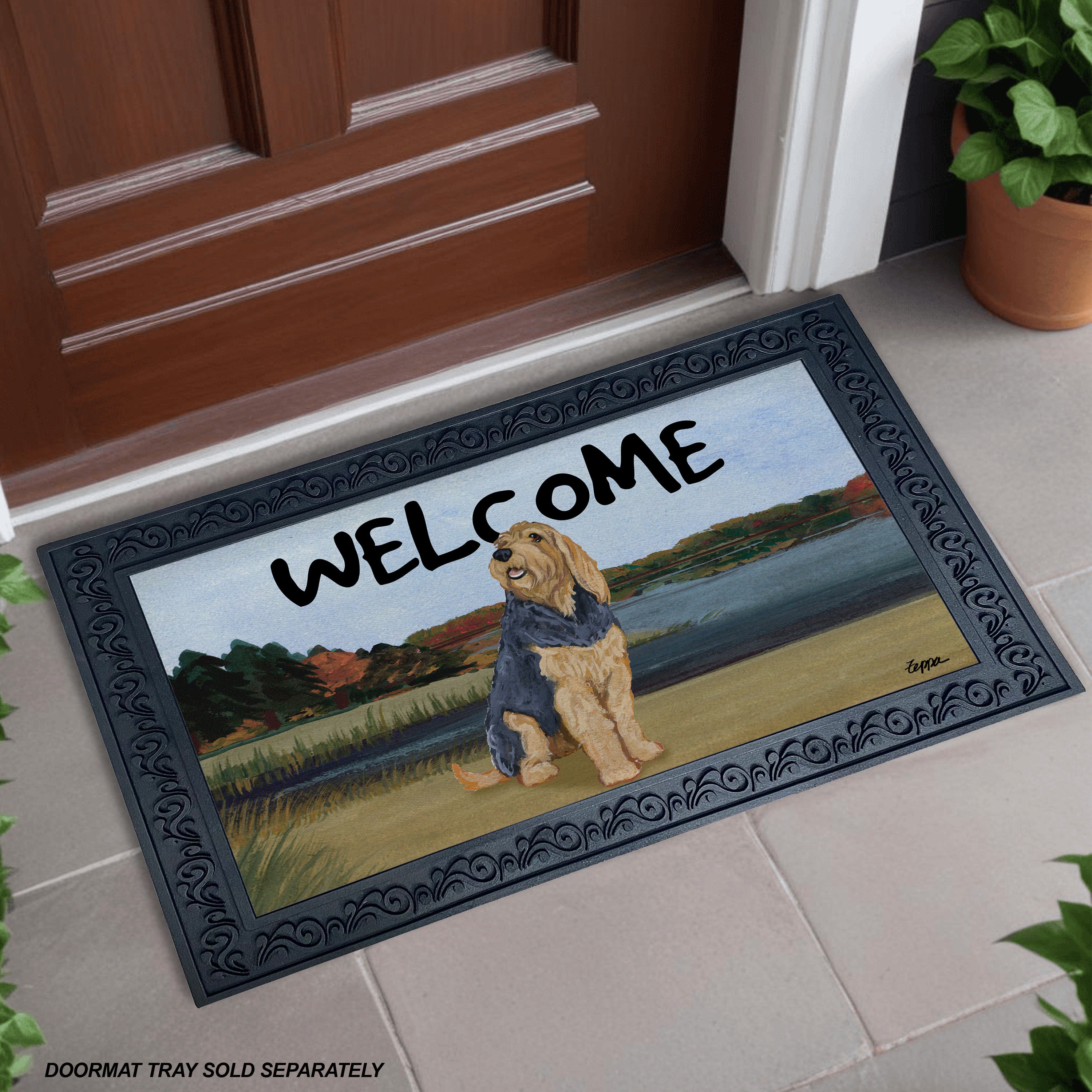 Otterhound Lake Scene Welcome Mat