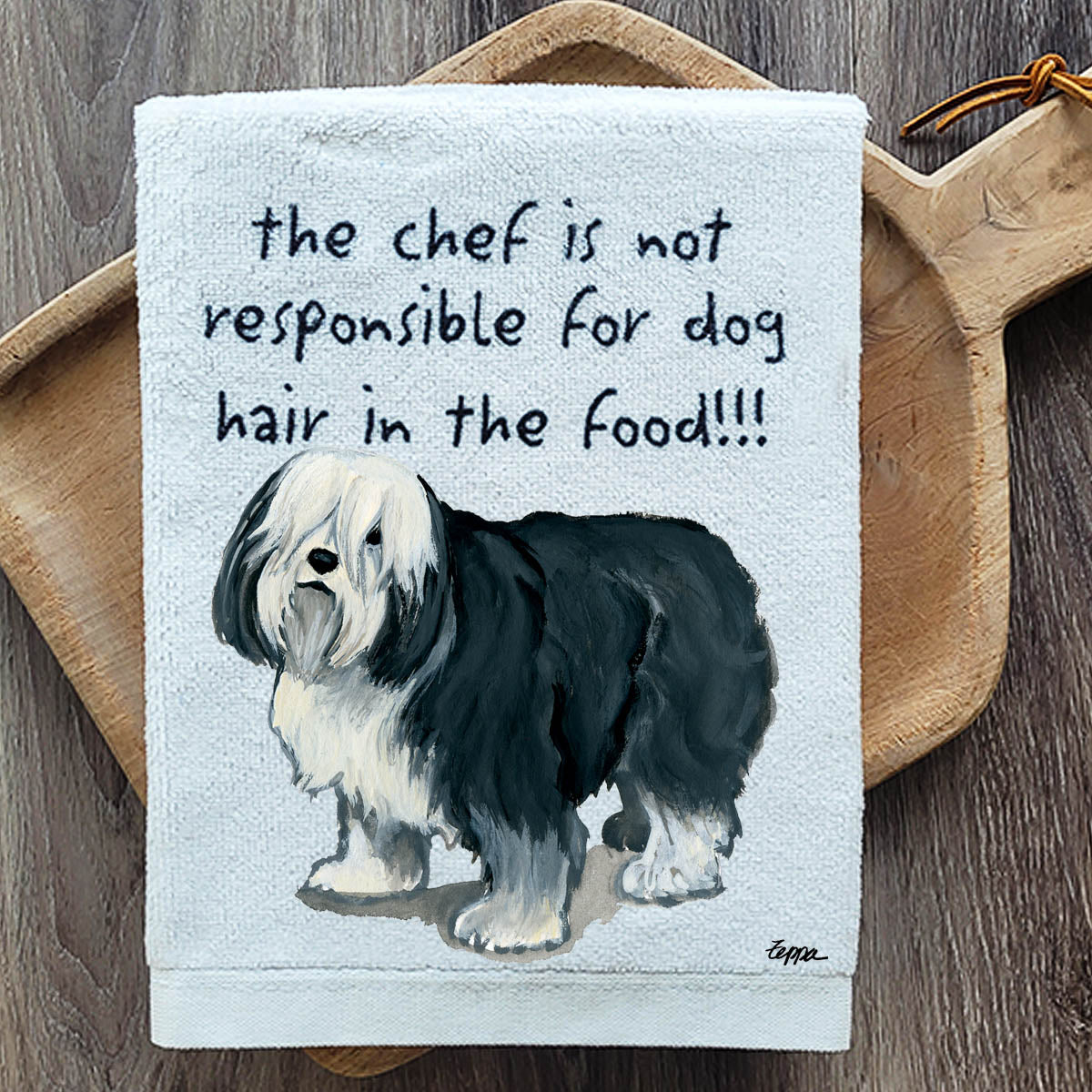 Pawsitively Adorable Polish Lowland Sheepdog Kitchen Towel