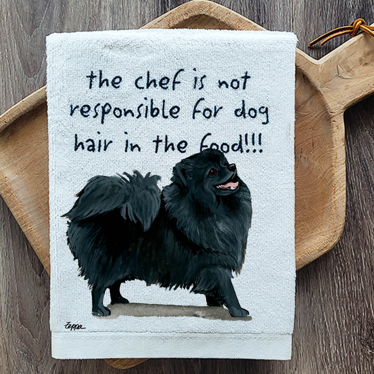 Black Pomeranian Kitchen Towel