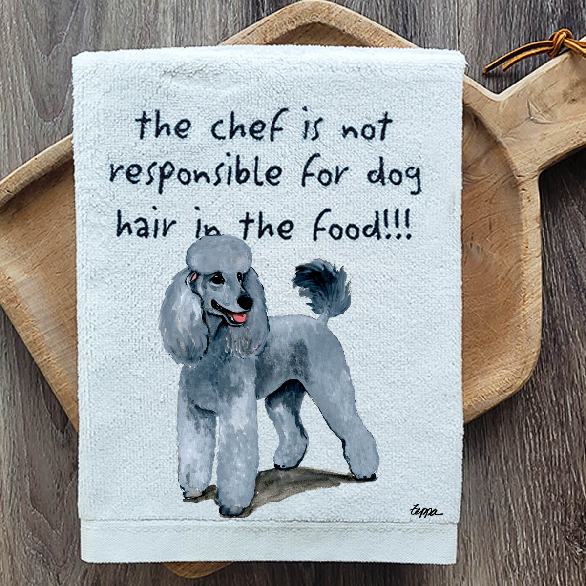Silver Poodle Kitchen Towel