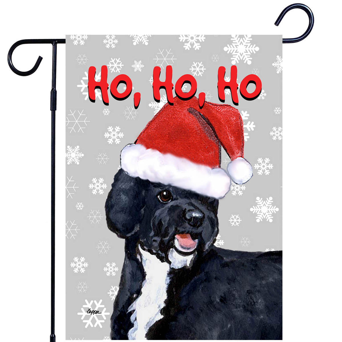 Portuguese Water Dog Ho Ho Ho Garden Flag