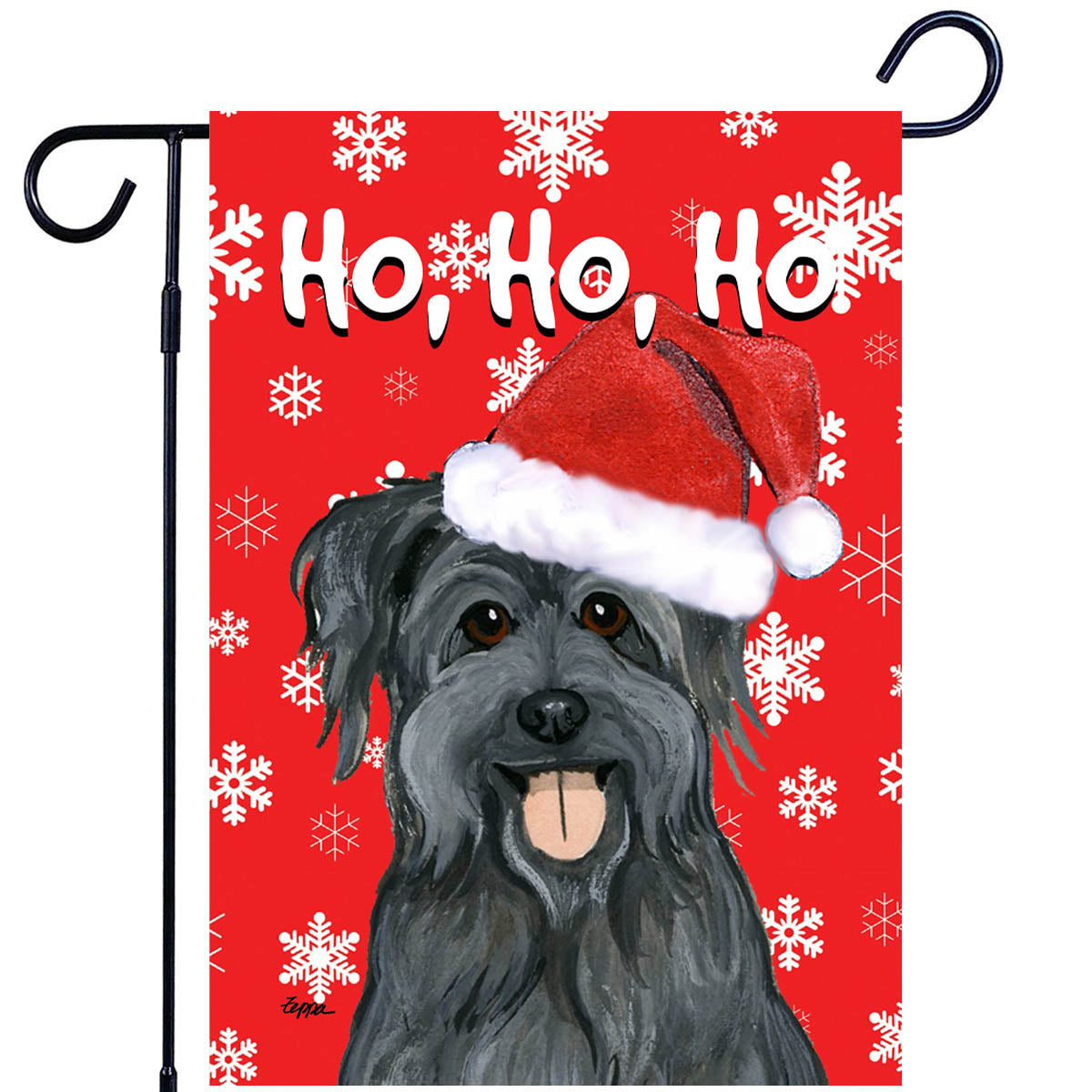 Pyrenean Shepherd Ho Ho Ho Garden Flag