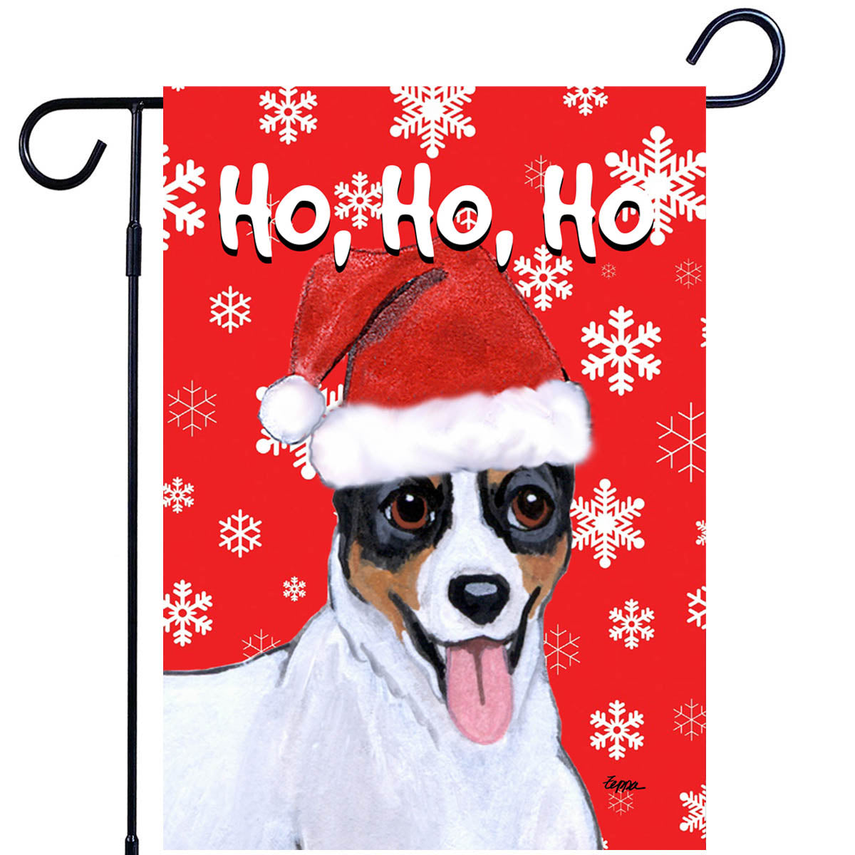 Rat Terrier Ho Ho Ho Garden Flag