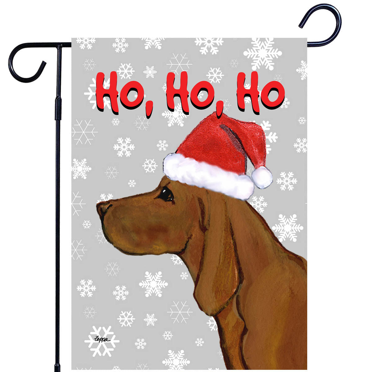 Redbone Coonhound Ho Ho Ho Garden Flag