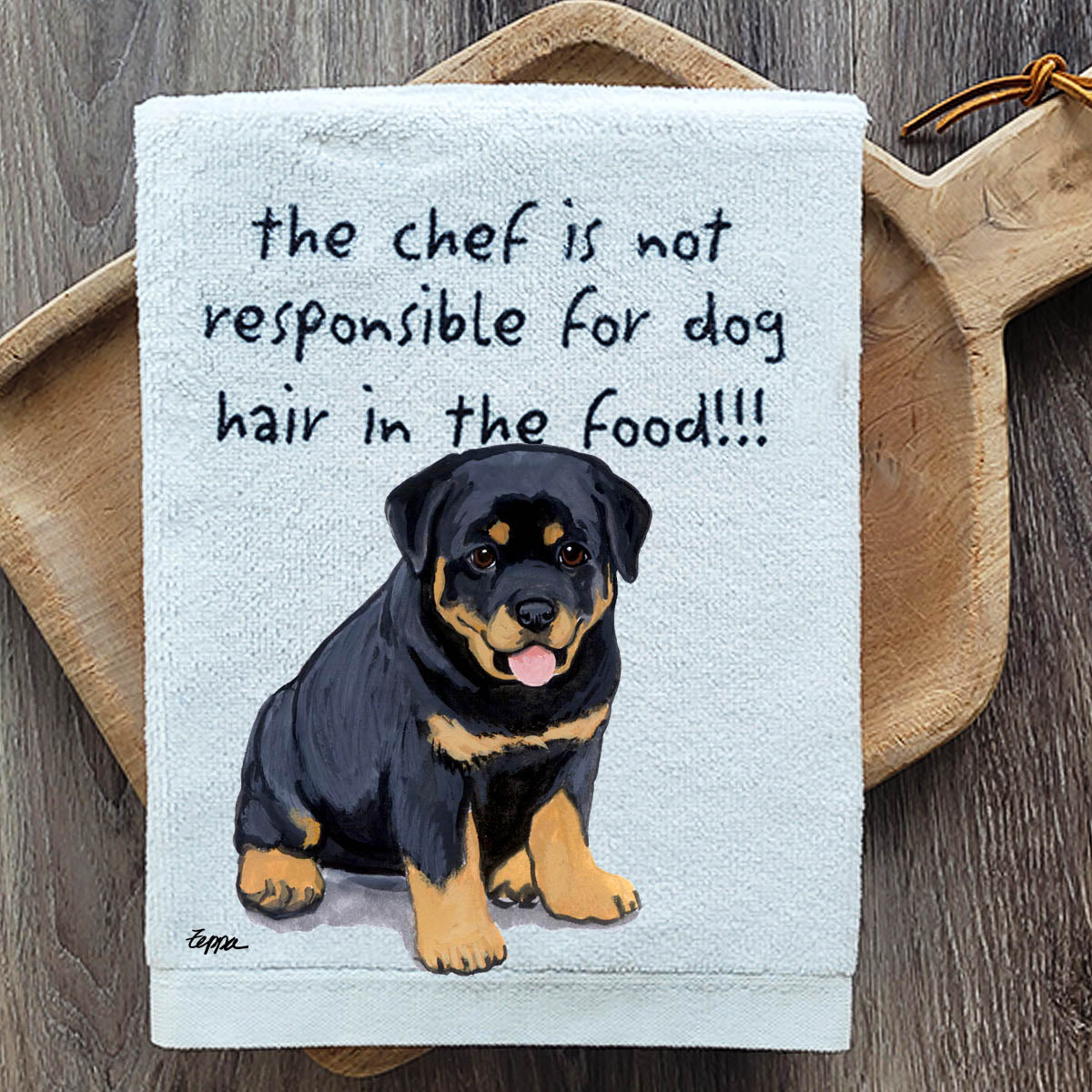 Pawsitively Adorable Rottweiler Puppy Kitchen Towel